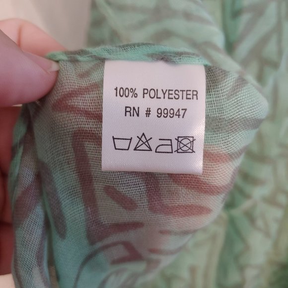 Abstract Mint and Gray Oversized Scarf  | New - Picture 6 of 7